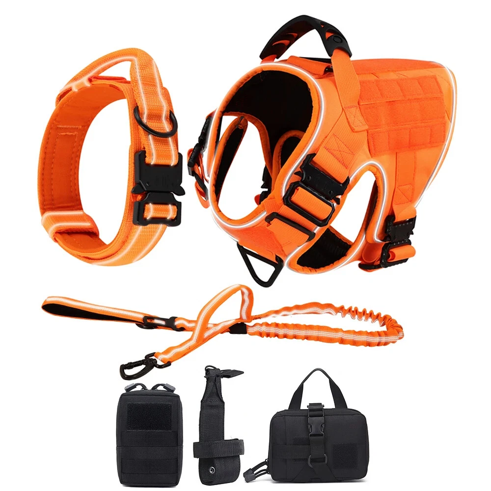 Dog Harness with 4 Metal Buckle Military Tactical Pet Training Vest Harnesses