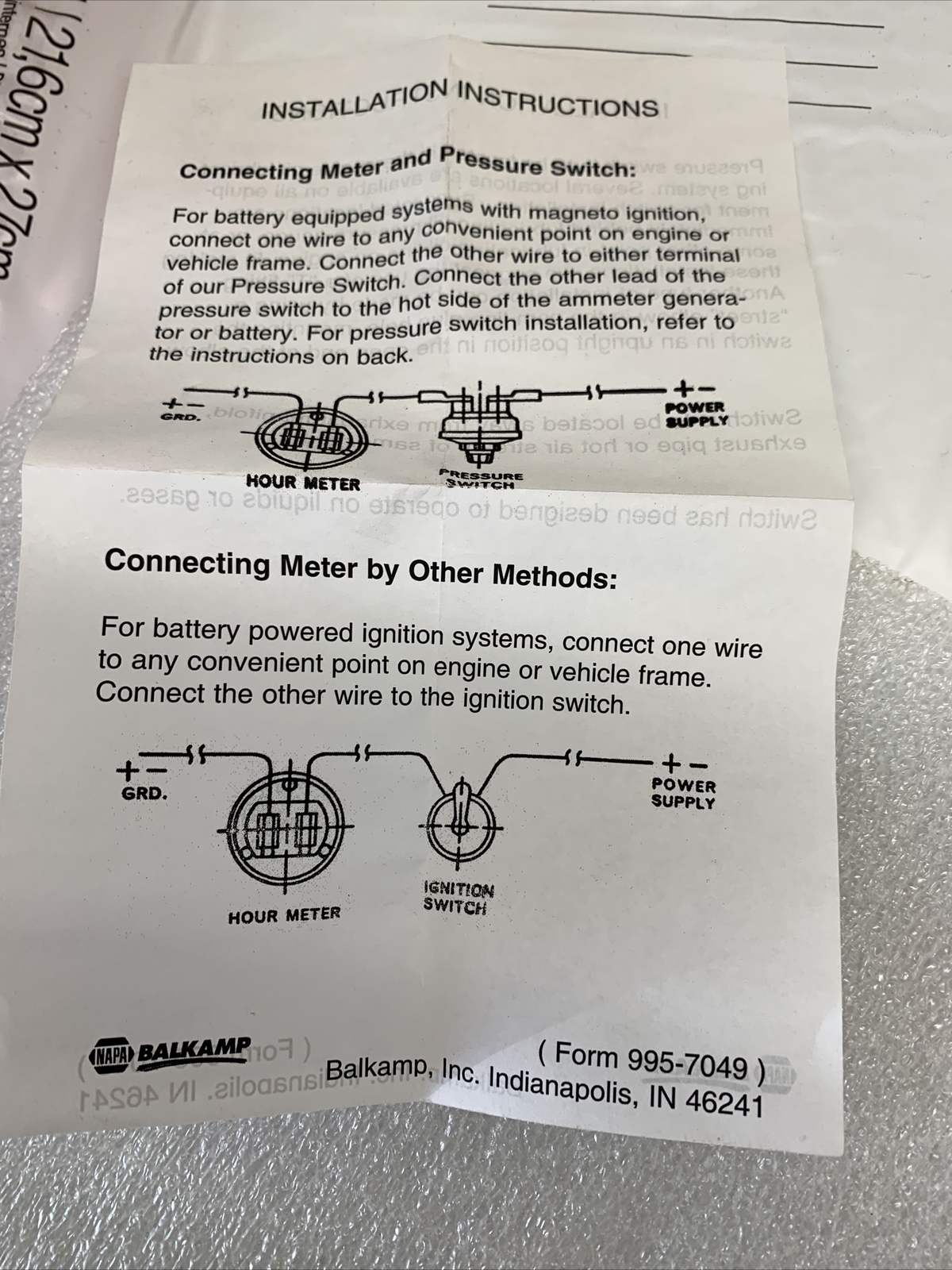 NAPA Balkamp 7011577 Low Pressure Switch eBay