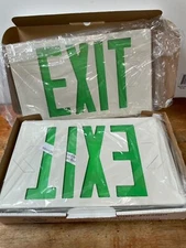 GREEN LETTERING LED Exit Sign Lighting Fixture - Battery Backup New