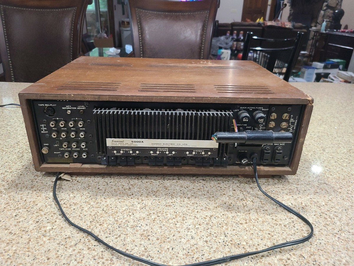 Vintage Sansui AM/FM Stereo Tuner Amplifier 5000A Wood Case-Tested