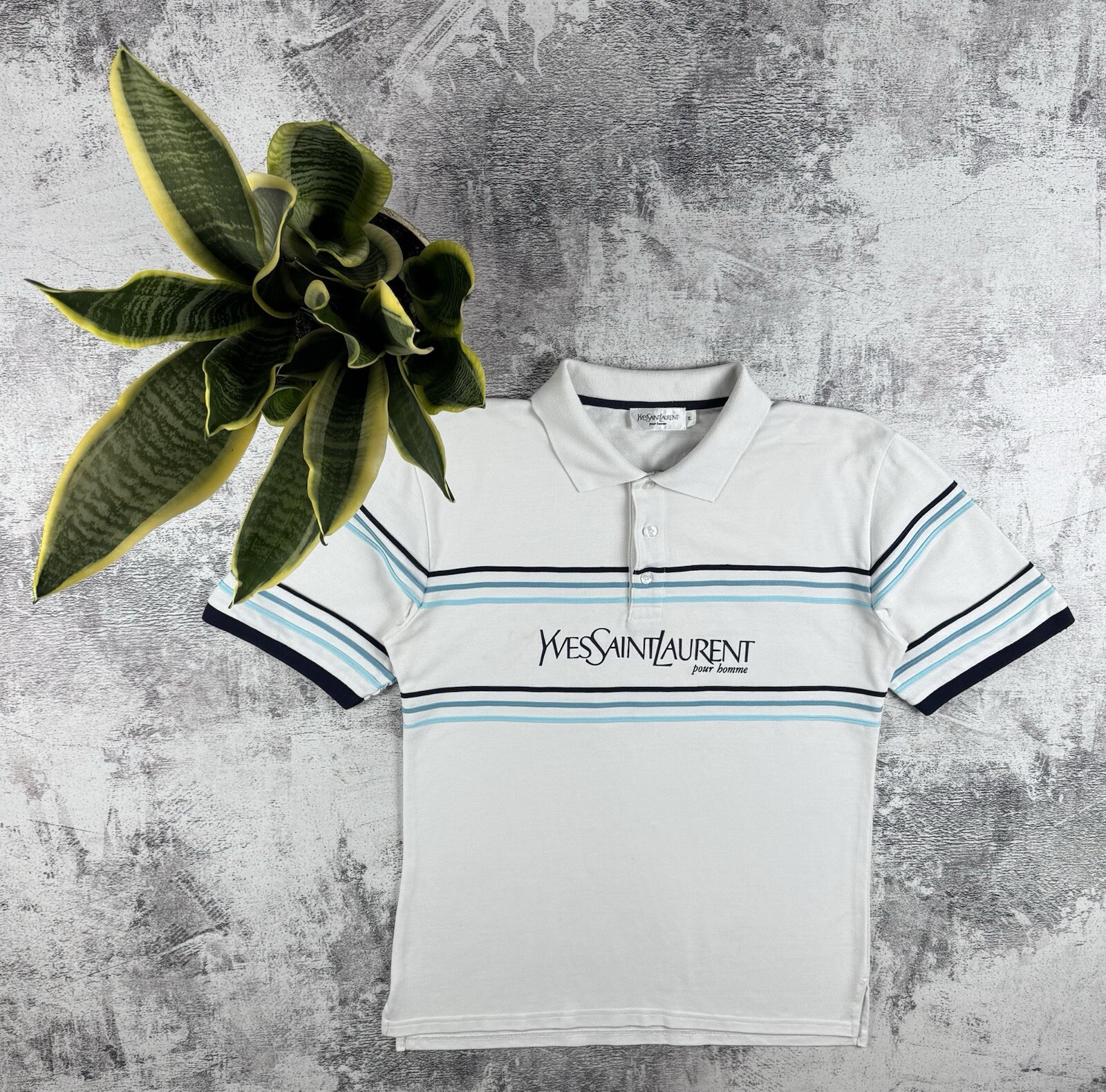 T shirt polo vintage anni 90 Yves Saint Laurent YSL bianca lusso grande logo