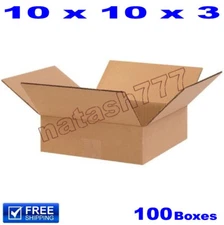 100 - 10x10x3 Cardboard Boxes 32-ECT Mailing Packing Shipping Corrugated Carton