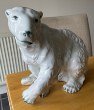 Royal Dux Bohemia Large Polar Bear 3984 Rare Sculpture Porcelain Figurine Vintag