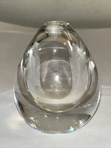 Vintage Teardrop Shape Crystal Vase MCM Signed Kosta 5/207