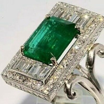 925 Silver Elegant Women Wedding Jewelry Sprkly Cubic Zircon Ring Sz 6-10