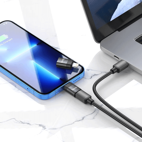 Hoco UA17 Lightning to USB-C OTG Adapter - Black - 第 7/7 張圖片