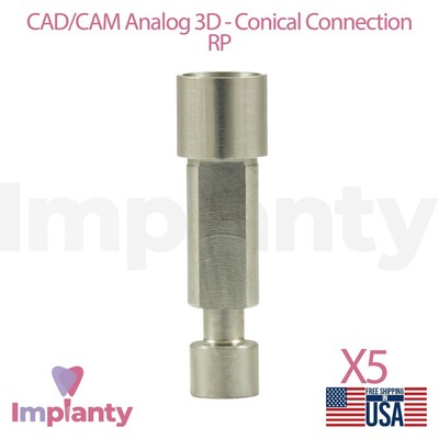 5x Dental CAD/CAM Analog 3D (RP) Stainless Steel Conical Connection 2.65mm