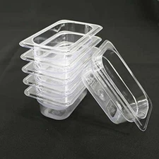Hakka 6 Pack 1/9 Size Food Pan 2.5" Deep Clear Polycarbonate Storage Container