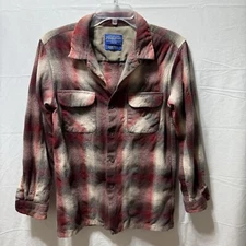 Pendleton Plaid Wool Rider Board Shirt Medium Loop Collar Surf
