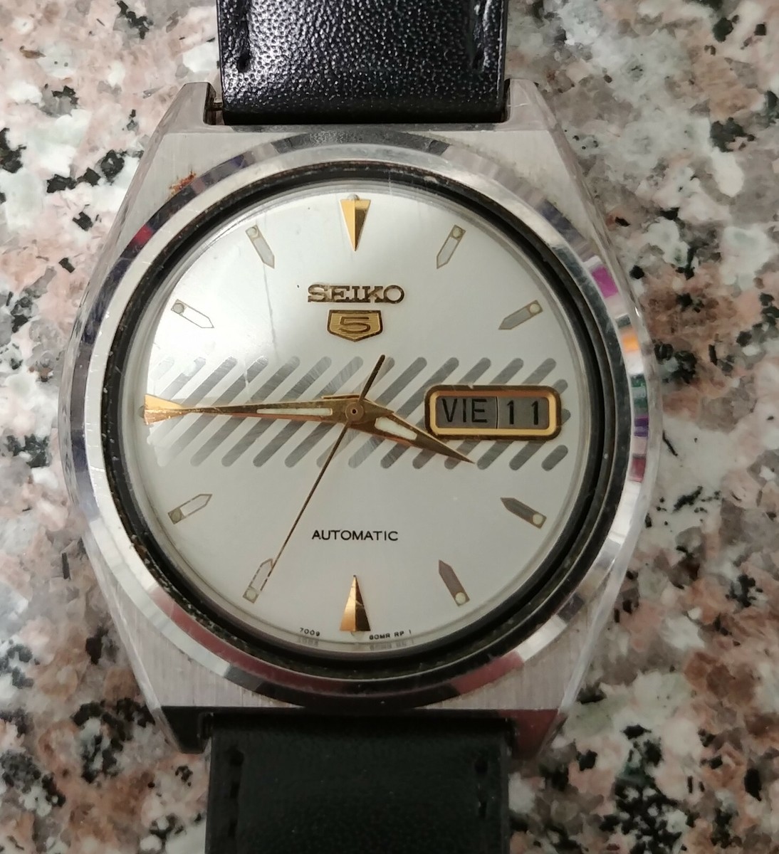 Seiko 5 7009-876A AUTOMATIC 17 Jewel Day Date Mans 37MM Stem @#4 