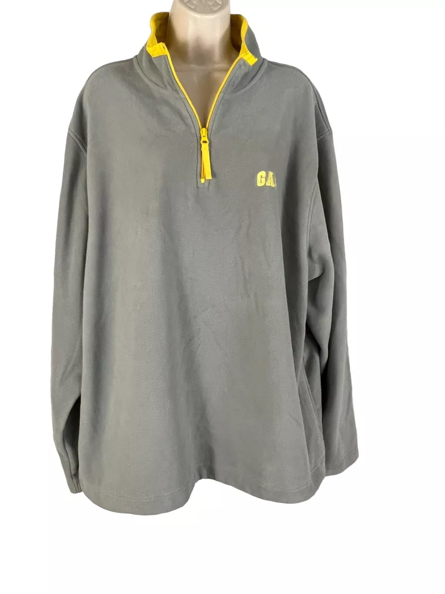 GAP Womens XXL Pullover Long Sleeve Half Zip Sweatshirt Gray Yellow Trim