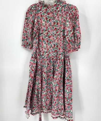 Mousefeathers Pink Floral Dress Prairie Country Cottage Core 1980s Girls 14 - Picture 4 of 5