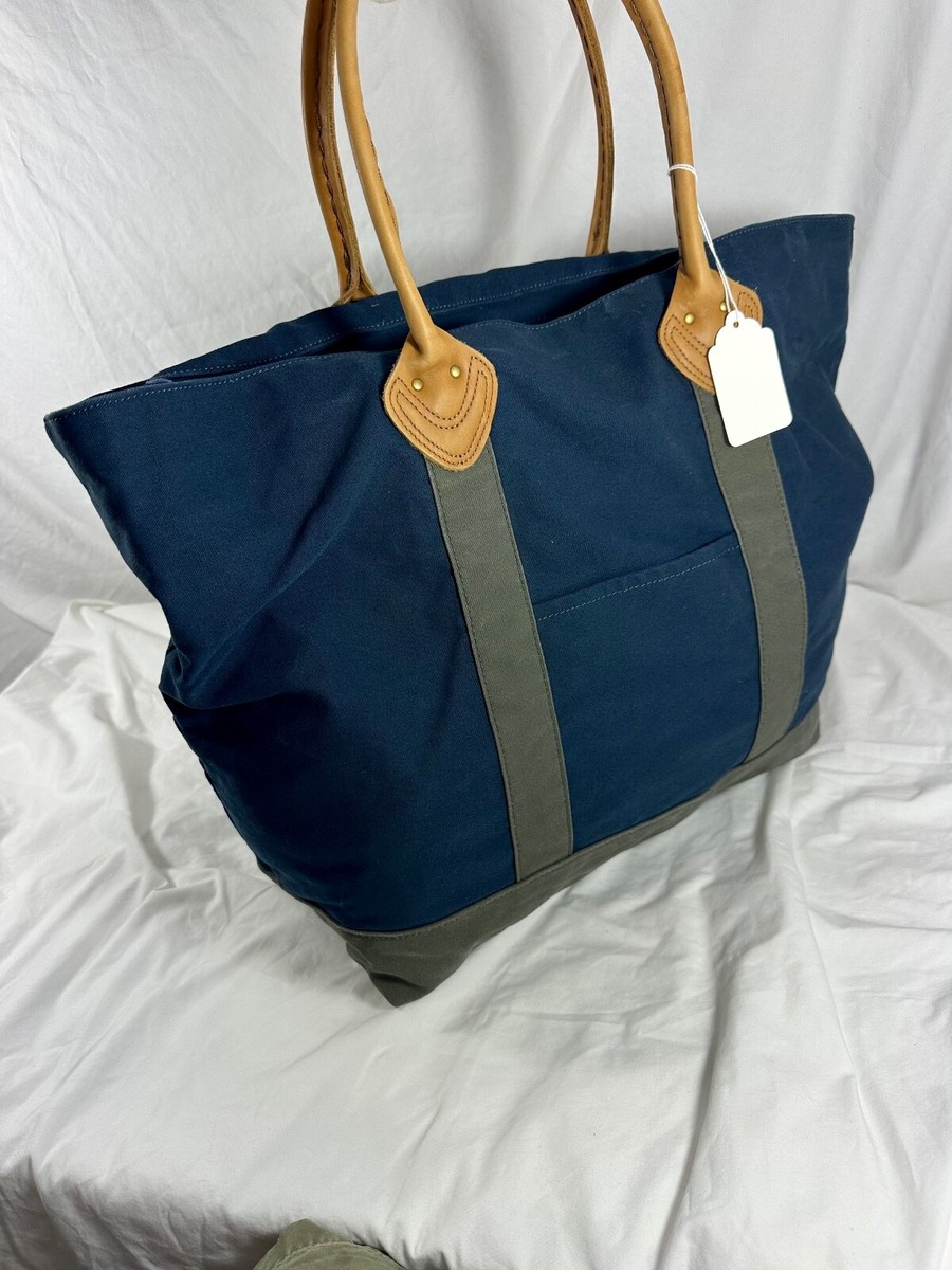 Large Genuine LL BEAN Boat & Tote Bag Full Grain Leather Handles