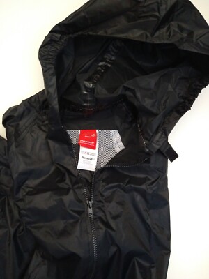 Waterproof Black Safety Rain Man's suit  Jacket Hoodie and Pants Result Size XL 