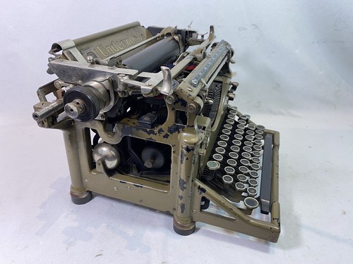 Selten -maschine Schreiben Underwood Numéro 5 Khaki Jahr 1916 Typewriter - Afbeelding 7 van 9