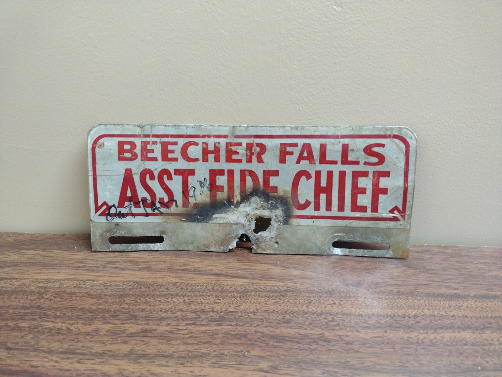 Vintage BEECHER FALLS VERMONT VT Assistant Fire Chief License Plate