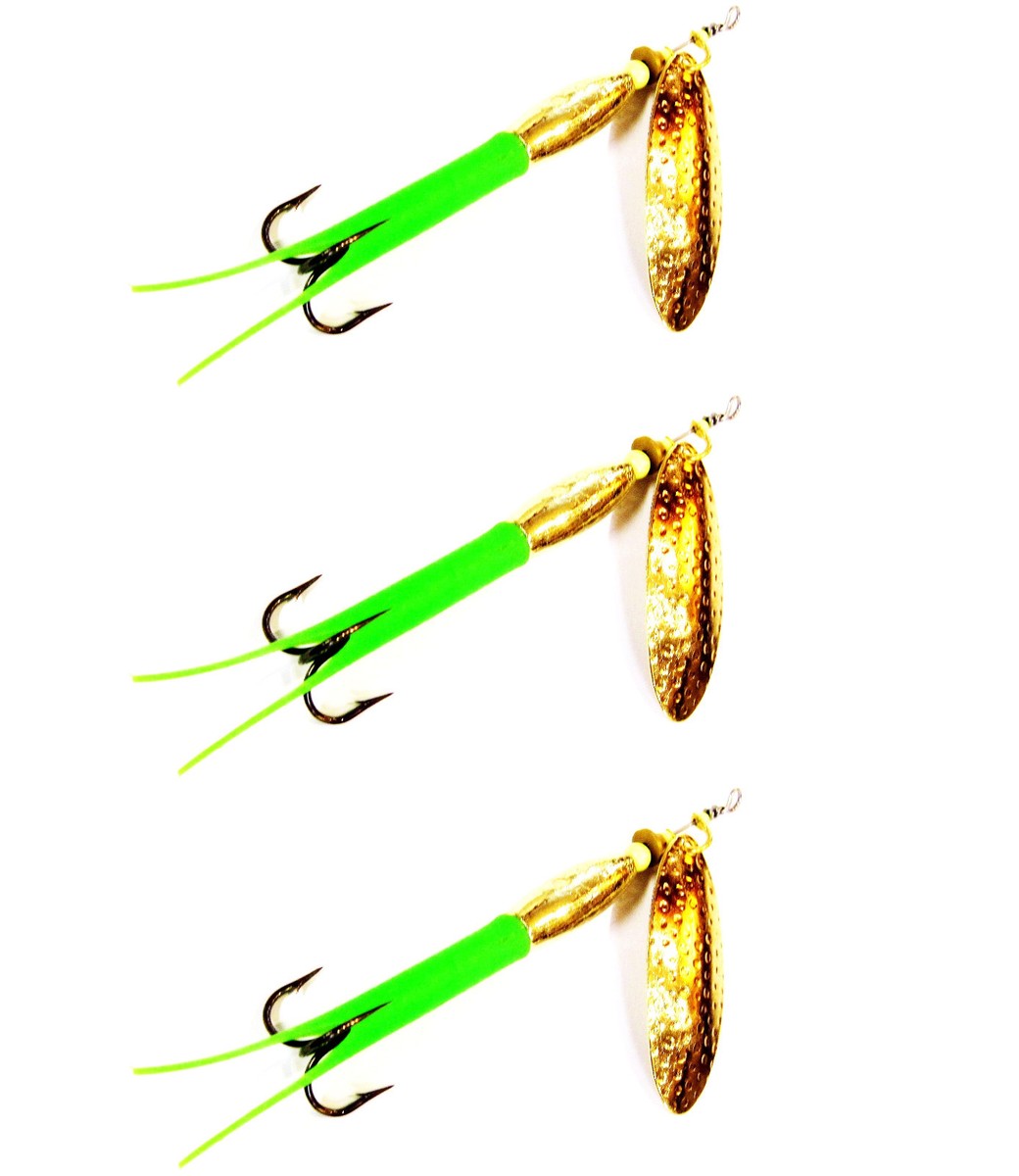 3 Flo. Green Bullet Swing Blade Spinners Salmon Trout Pike Bass