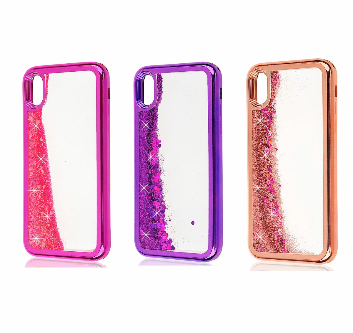 For Apple iPhone XS MAX - Waterfall Glitter Chrome Bumper