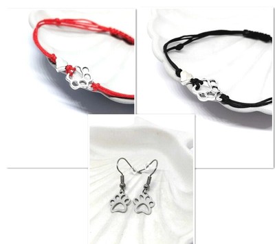 PFOTE HUND KATZE WUNSCH FAMILIE GESCHENK TIBETISCHES SPLITTER CHARM NYLON ARMBAND rot schwarz Handgelenk