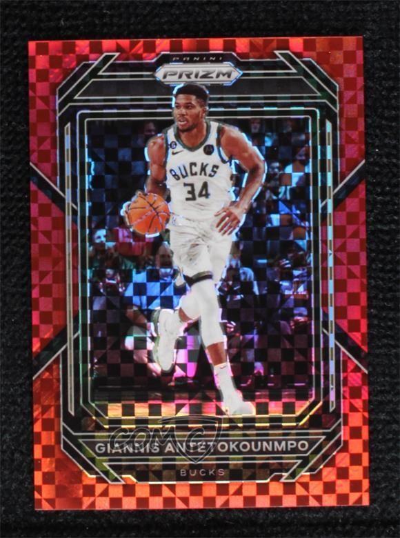 2022-23 Panini Prizm Red Power Prizm 66/75 Giannis Antetokounmpo #96 hs9