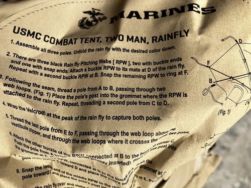 USMC Two Man Combat Tent Rainfly - Marines Tan Tent w/ Woodland Fly 2 Person - Picture 7 of 11
