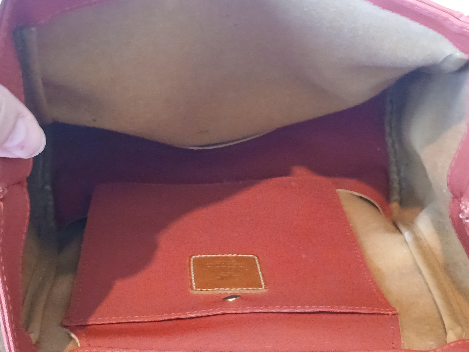 caballo vintage Ladies red canvas and real leather rucksack image 8