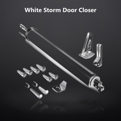 White Storm Door Closer, Pneumatic Screen Door Closer with Hold Open | Adjust...