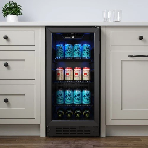 EdgeStar BBR901BL Black 15"W 80 Can Built-In Beverage Center With Slim Design - Picture 2 of 12
