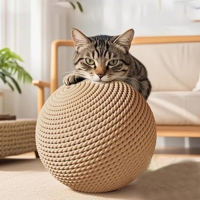 Interactive Sisal Cat Scratching Ball Toy For Kitten Teeth Cleaning Anti Bite