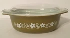 Vintage Pyrex Crazy Daisy Oval 1.5 Quart Casserole Dish # 043 w/ Clear Glass Lid
