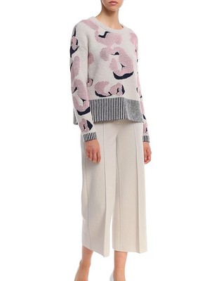 Marc Cain Pullover N4 (40) mit Wolle rosa Print NP 299  gestrickt in Deutschland