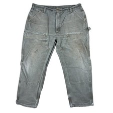 Carhartt B01 Mos Moss Green Double Knees Mens Pants Carpenter Canvas Distressed