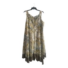 Catherines Plus size 3X (26/28W) White Green asymmetrical hem dress