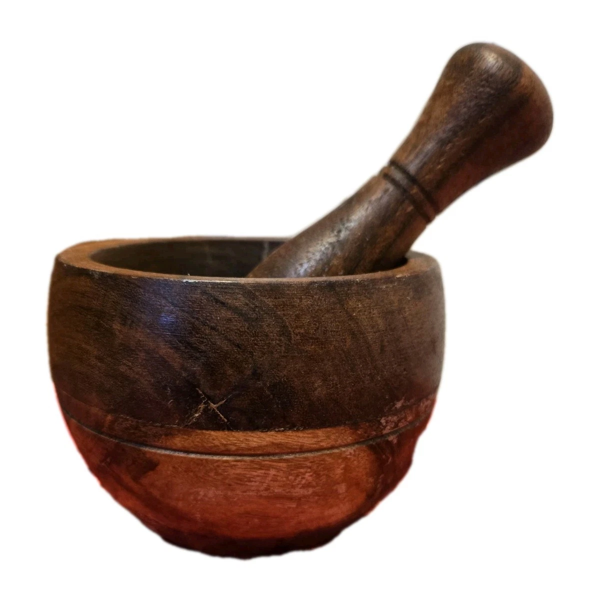 Wooden Mortar & Pestle Set Herb Grinder Spice Grinder 4" Tall By 5" Wide