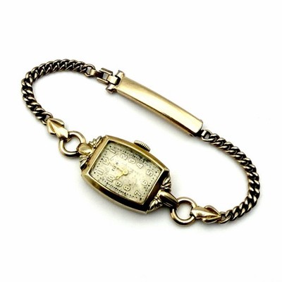 Elgin 10K Gold Filled Ladies Bracelet Watch Art Deco 5-inch Vintage Not Working