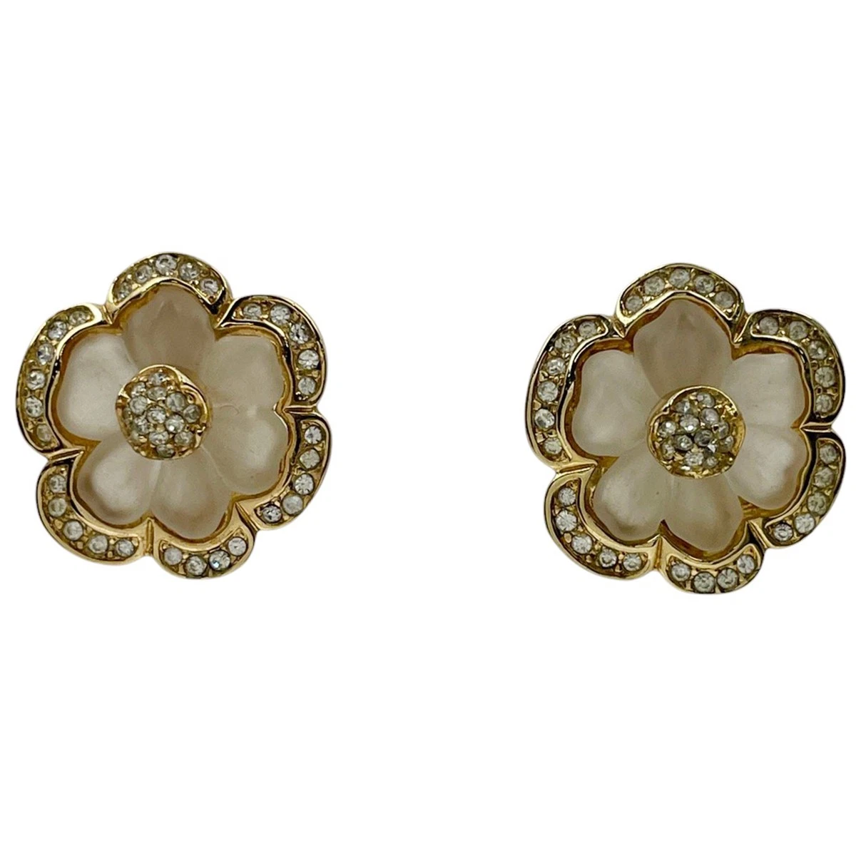 Orecchini Christian Dior strass motivo floreale orecchini placcati oro donna