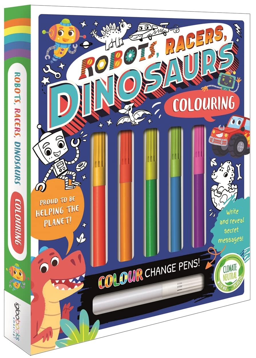 Robots, Racers, Dinosaurs by Igloo Books Ltd Colouring Books Paperback