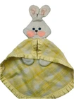 Vintage Fisher Price Bunny Rabbit Lovey Yellow White Plaid Security Blanket 1979