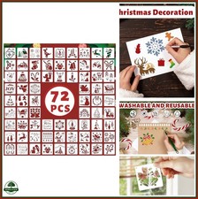72 PCS Christmas Stencils 3x3 Inch Reusable for DIY Holiday Decor Crafting
