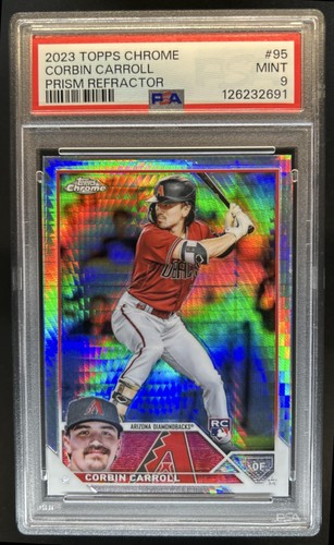2023 Topps Chrome Corbin Carroll RC Prism Refractor #95 Diamondbacks PSA 9