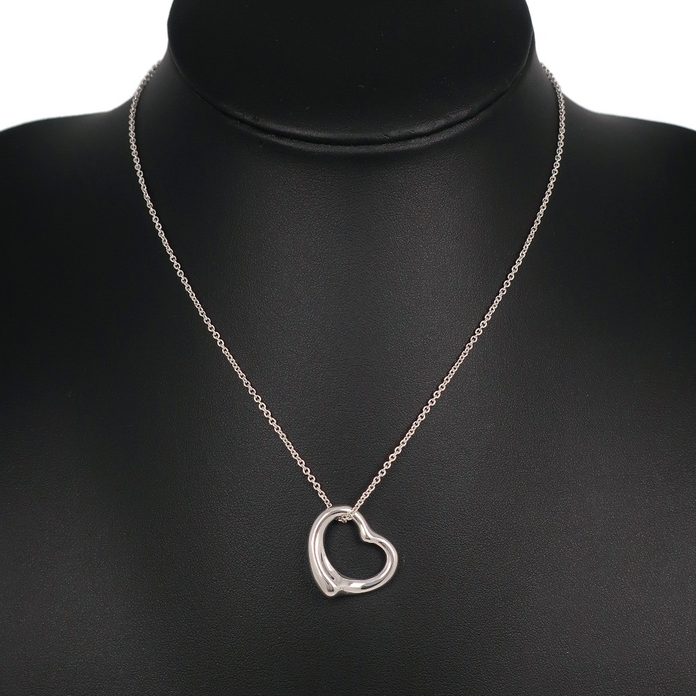 TIFFANY&Co. Open heart Necklace Elsa Peretti Silver925 heart 6.8g Women