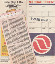 ENGLAND Modern Passenger Ticket & Wallet NORTHWEST ORIENT 1981