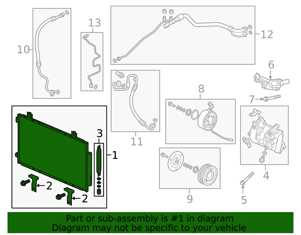 Conjunto de condensador original Acura 80100-TJB-A01 Foto 2 de 2