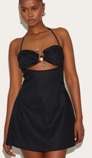 Prettylittlething black dress size 10 bnwt mini shift lbd plt 