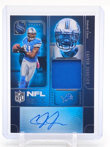 CALVIN JOHNSON 2025 PANINI SILHOUETTE NFL RELICS AUTO PATCH /25 #NRA-CJN Q3280