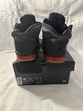 Air Jordan 5 Retro GS Satin Sneaker Size 5 Youth Bred Black University Red Shoe