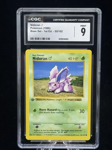 Nidoran #55 1st Edition Base Set 1999 Pokémon Game CGC 9 🍃