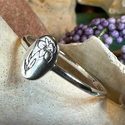 Welsh Daffodil Ring Wales Flower Ladies Girls Gift 925