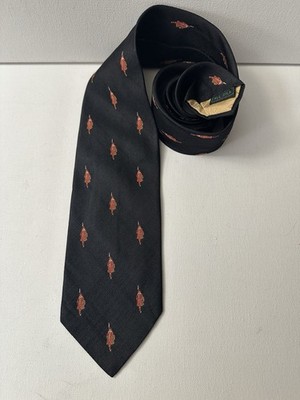VTG A. Sulka & Company  Beefeater  Silk Black England Anglophile 58 x3.25  Tie