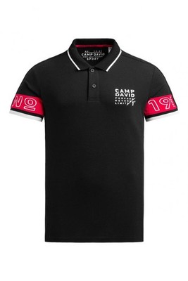 CAMP DAVID Pikee Polo, Label-Applikationen, schwarz, CS2508-3563-31 , UVP 69,95